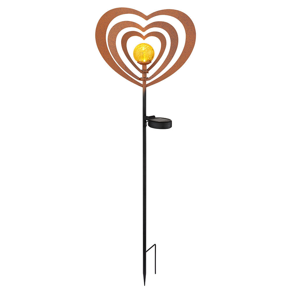 SOLARLEUCHTE LED Metall rostfarben Glaskugel matt - Schwarz, Glas (28/6/82cm) - Globo Lighting