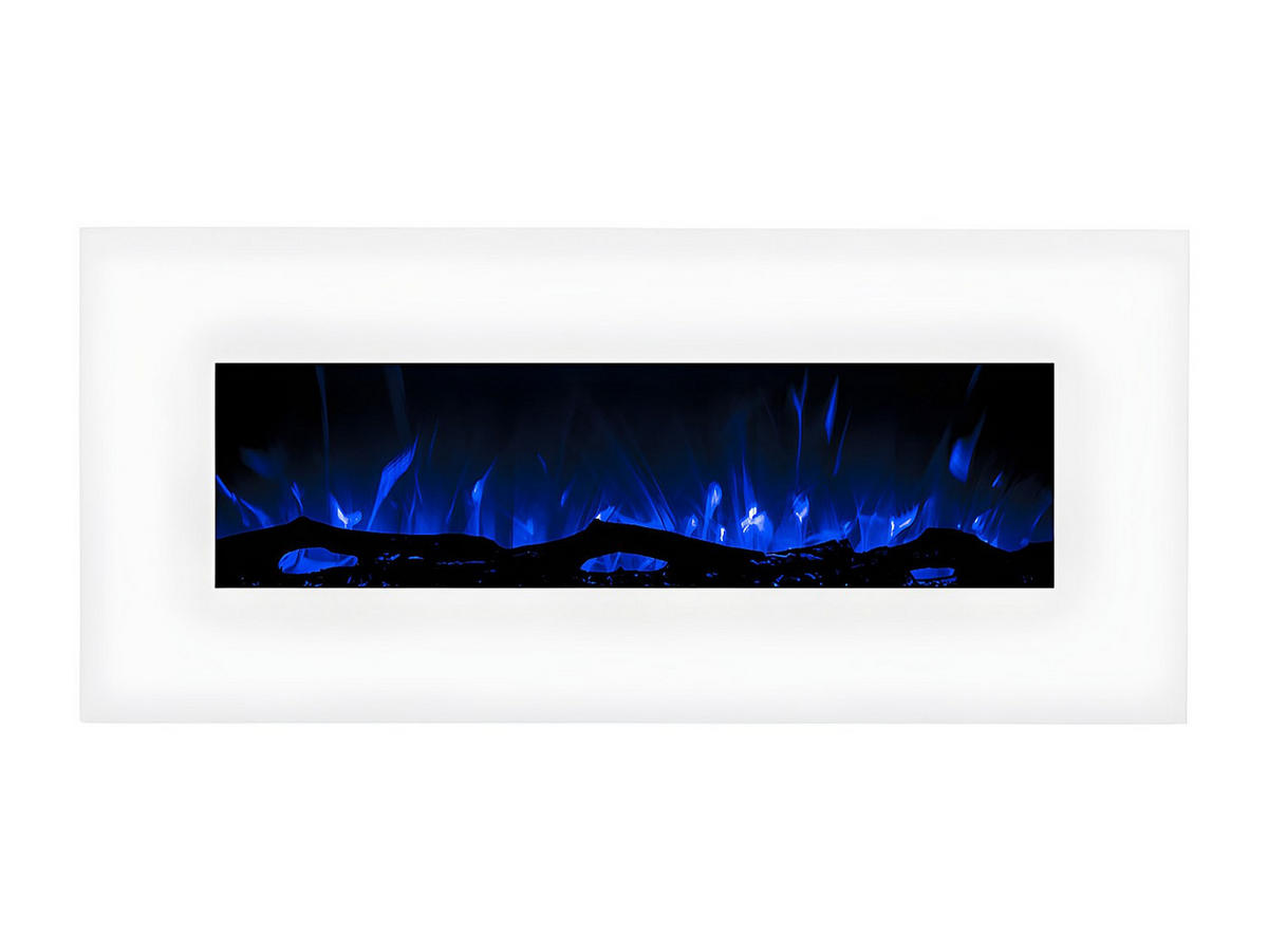 KAMIN - 110 cm x 14 cm - glas - weiß Lalita - Weiß, Glas/Metall (110/49/14cm) - Vente-Unique