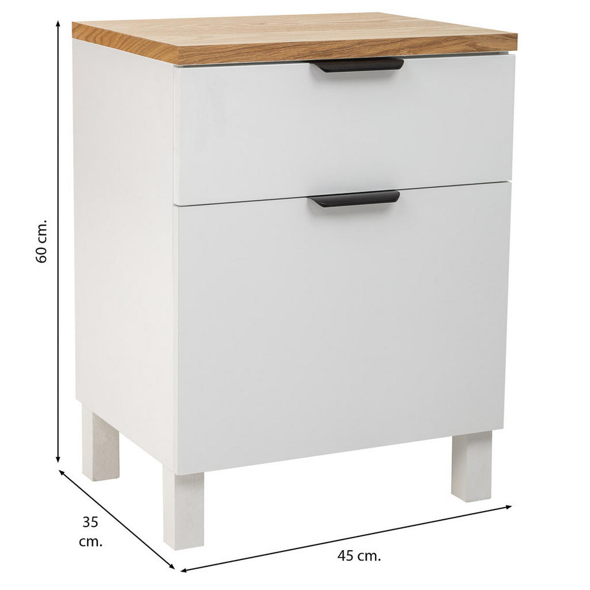 NACHTTISCH aus Holz, 45x35x60cm - Weiß, Holz (45/60/35cm) - Wanderlust