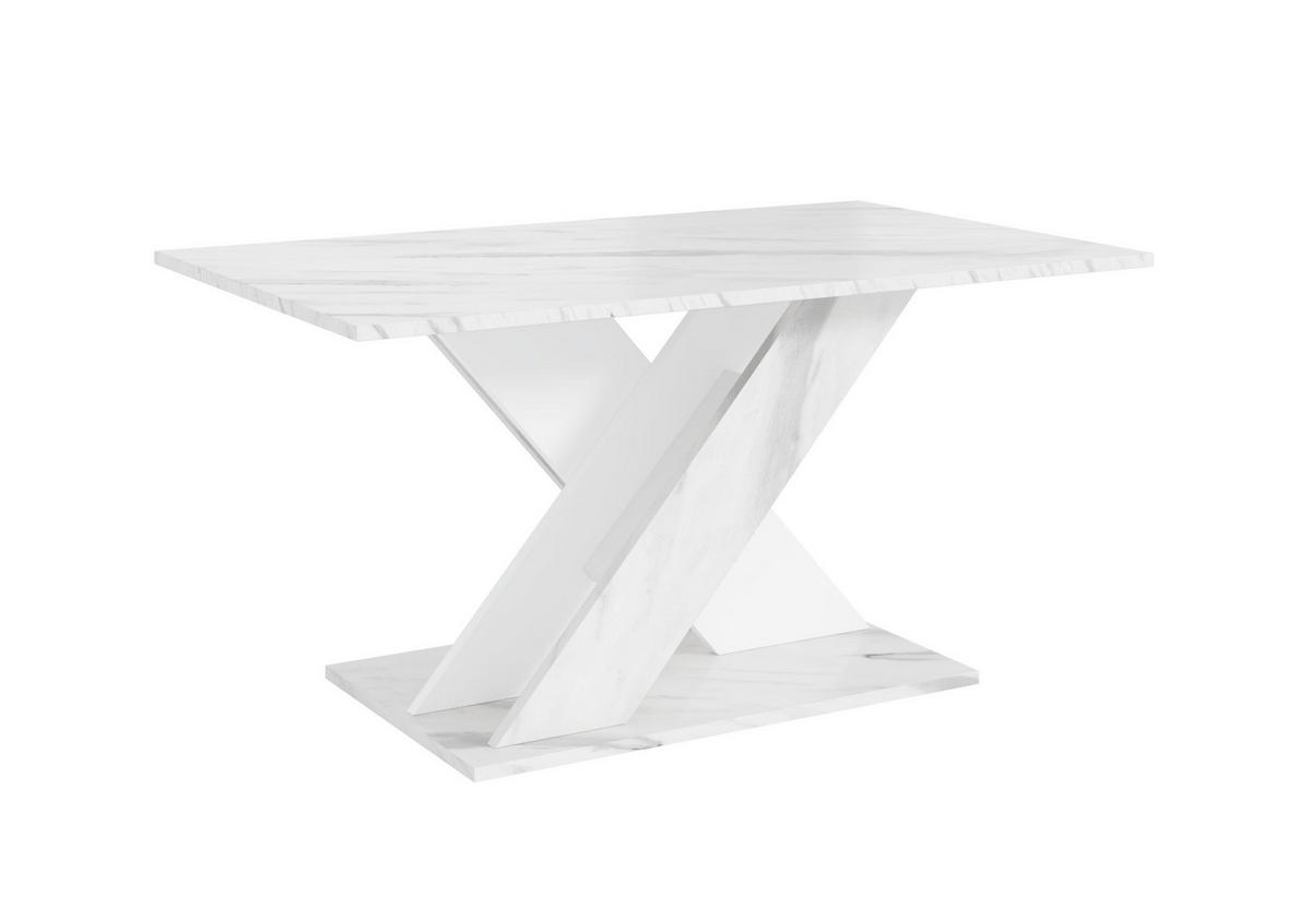 COUCHTISCH 110 cm Weiß Marmor-Optik - Weiß Hochglanz, Holzwerkstoff (60/110/55cm) - Home Collective