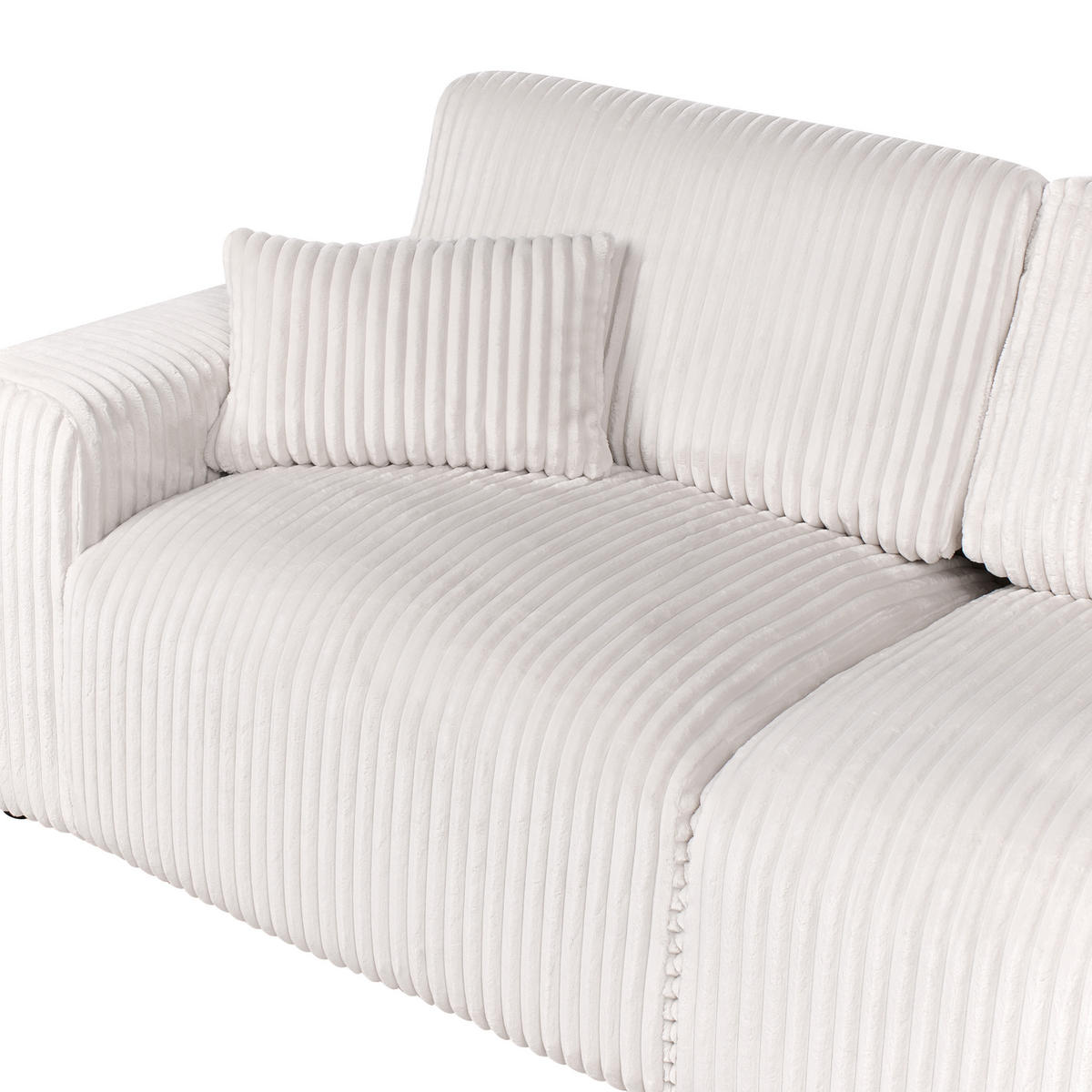 3-SITZER-SOFA Cord Cremeweiß Sandora - Creme, Textil (216/87/98cm) - Beliani