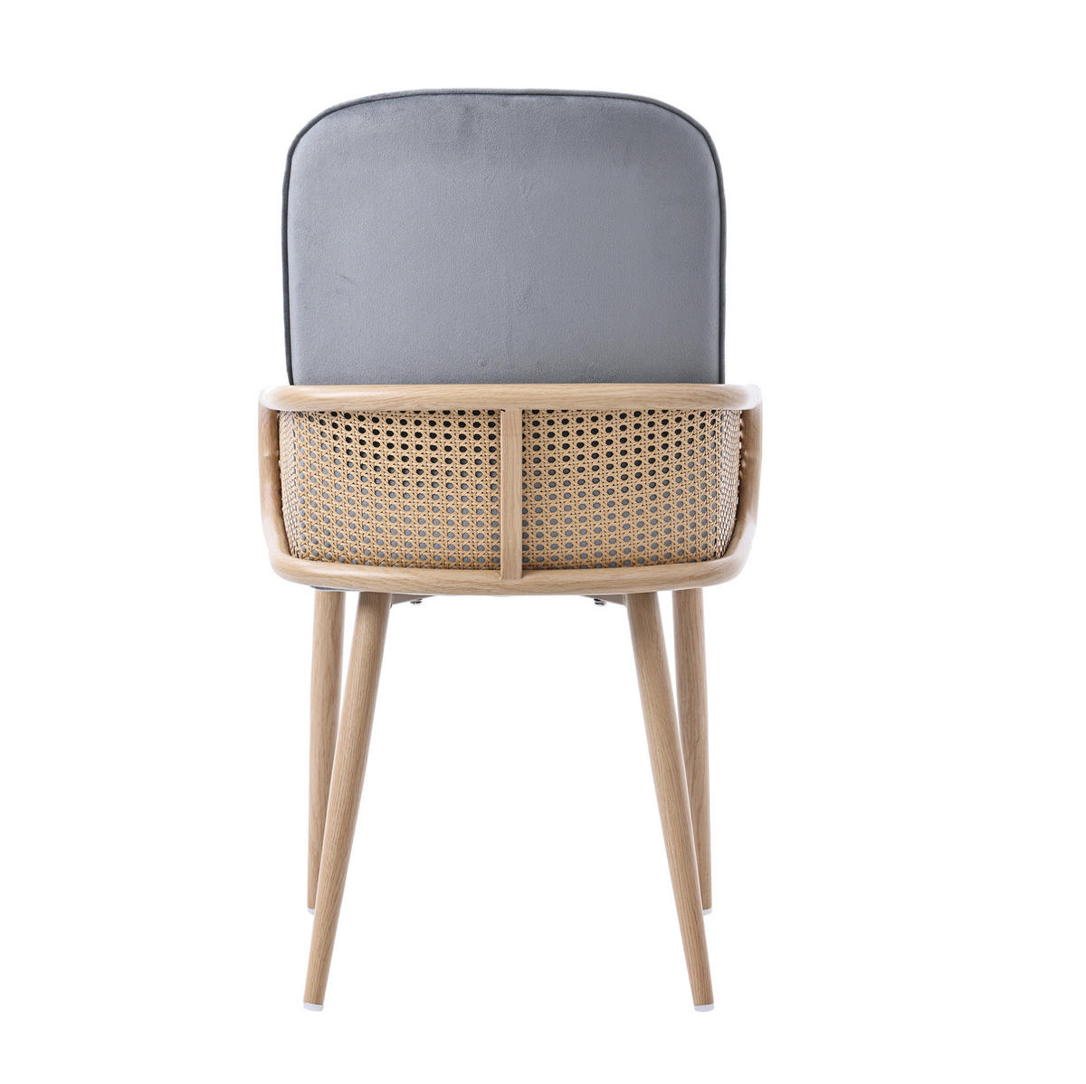 ESSZIMMERSTUHL 6er-Set Samt mit Rattan-Design Grau - Grau, Holz (43/90/41cm) - Meubliv
