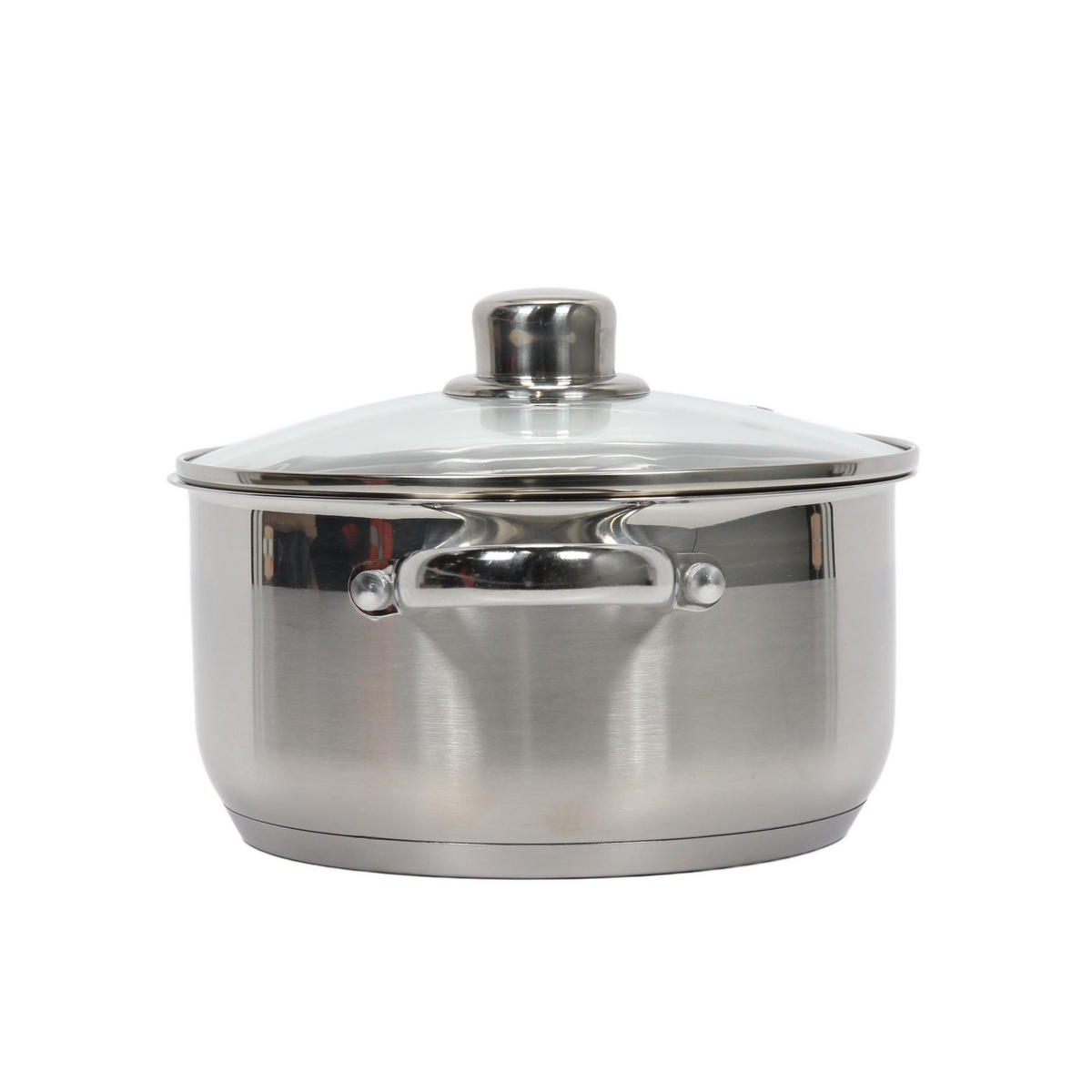 STAHLTOPF mit Glasdeckel 3 l - Silberfarben, Metall (20cm)