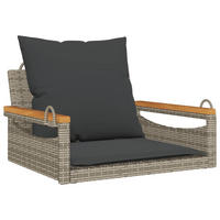 HÄNGESESSEL mit Kissen Grau 63x62x40 cm Poly Rattan - Grau, Holz (63/40/62cm) - furnicato