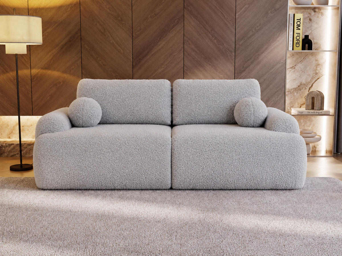 SOFA 260/106/81 Aurio Bouclé-Stoff Grau - Grau, Kunststoff/Textil (260/81/106cm) - Graingold
