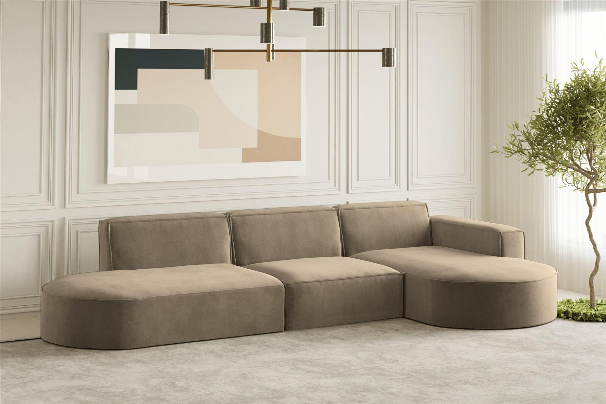 ECKSOFA Palma In Noel - Braun, Holzwerkstoff/Textil (296/165cm) - Fun Möbel