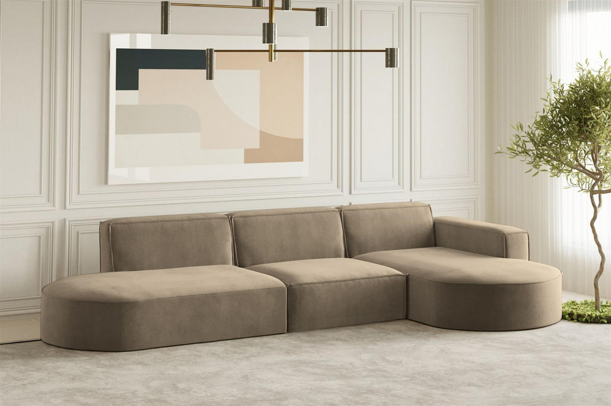 ECKSOFA Palma In Noel - Braun, Holzwerkstoff/Textil (296/165cm) - Fun Möbel