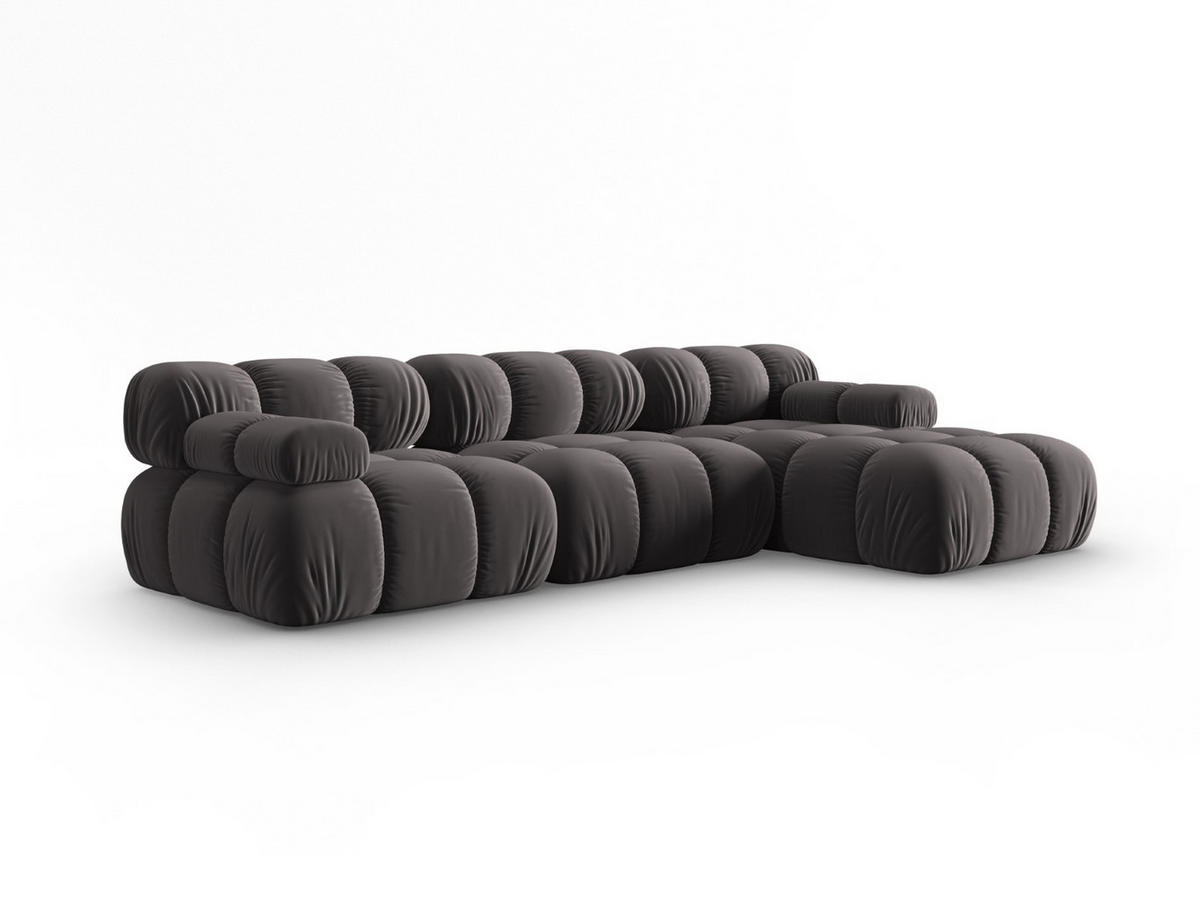 MODULARES-ECKSOFA rechts Bellis aus Samt dunkelgrau 4 Sitzplätze - Dunkelgrau, Textil (122/285cm) - Micadoni