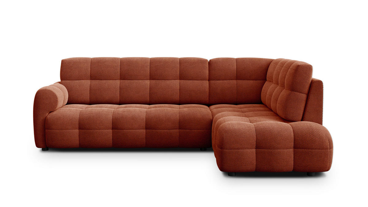 ECKSOFA MELLOW 5-Sitzer, dunkelorange - Dunkelorange/Schwarz, Holz/Textil (283/191cm) - Courtois Laville