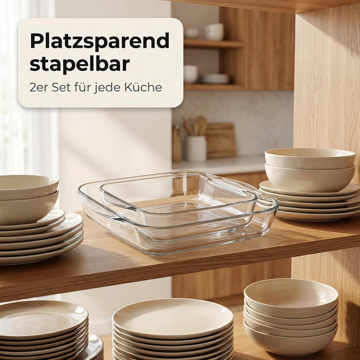 OFENSCHALEN 2er Set eckig 28x28/22x22 cm - Transparent, Glas (28/28cm) - Der-Porzellan-Laden