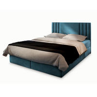 BOXBETT BRES 180x200 cm mit Matratze und Topper - Blau - Blau, Holz (180/200cm) - MASSENO