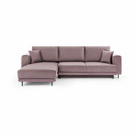 ECKSOFA mit Schlaffunktion und Bettkasten, Loco-Stoff - Flieder/Schwarz, Textil/Metall (289/190cm) - Eltap