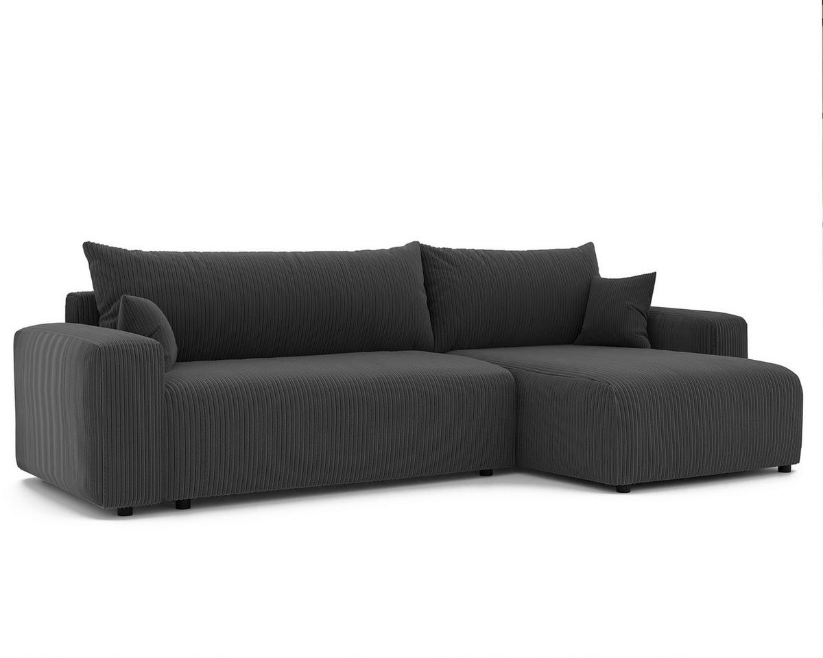 ECKSOFA mit Schlaffunktion und Bettkasten, Schwarz - Schwarz, Holzwerkstoff/Textil (145/278cm) - Idohome