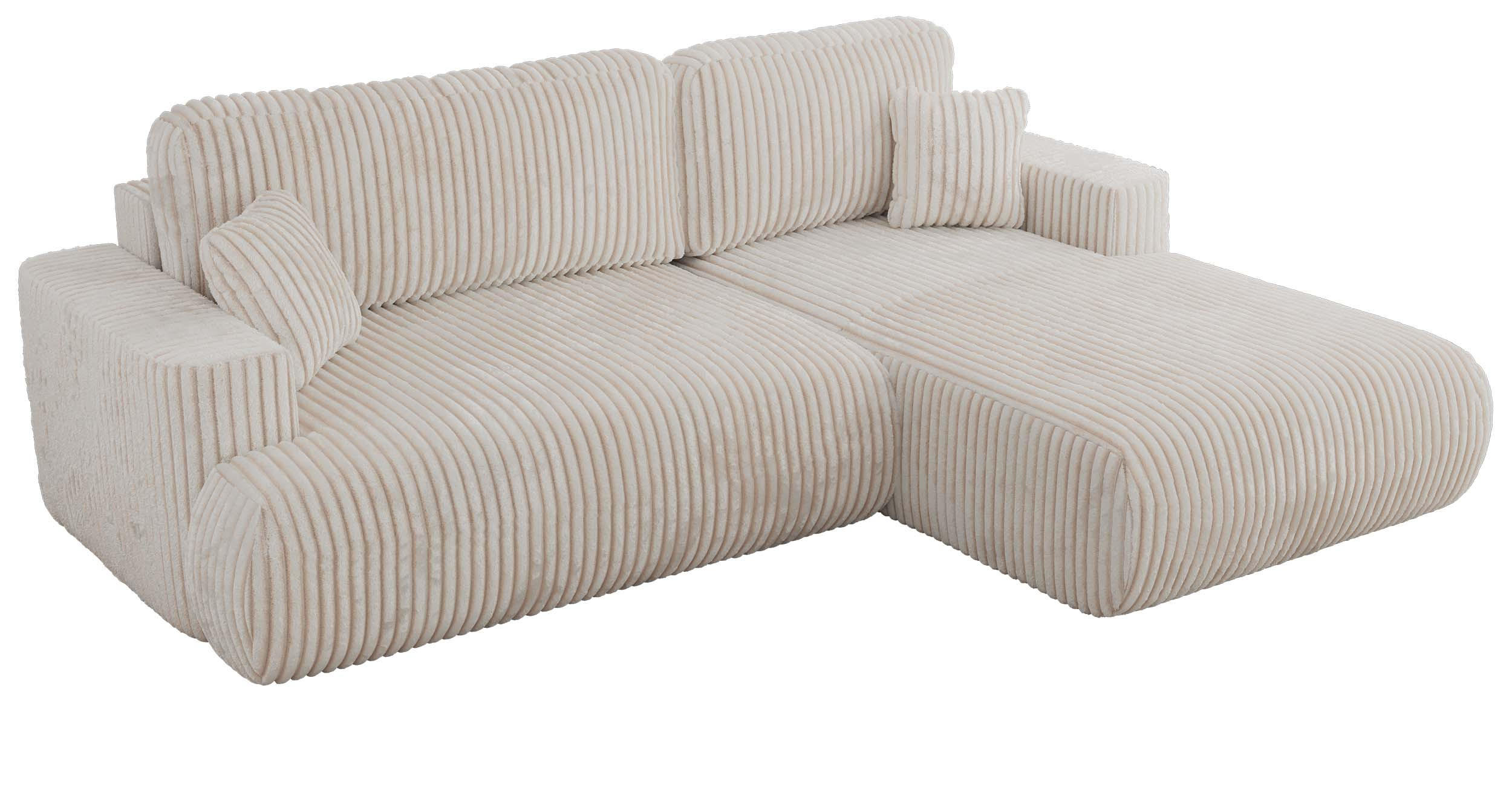 ECKSOFA OVO L Beige Cord - Rechts Seite - Beige/Schwarz, Kunststoff/Textil (195/271cm) - MKS