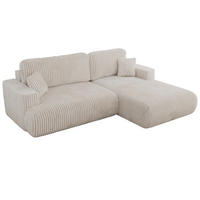ECKSOFA OVO L Beige Cord - Rechts Seite - Beige/Schwarz, Kunststoff/Textil (195/271cm) - MKS