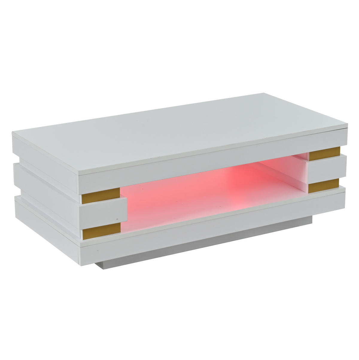 KLUBSKA miza, 100/50/35 cm bela, iverna plošča z LED osvetlitvijo - bela, leseni material (100/50/35cm) - BEAOK