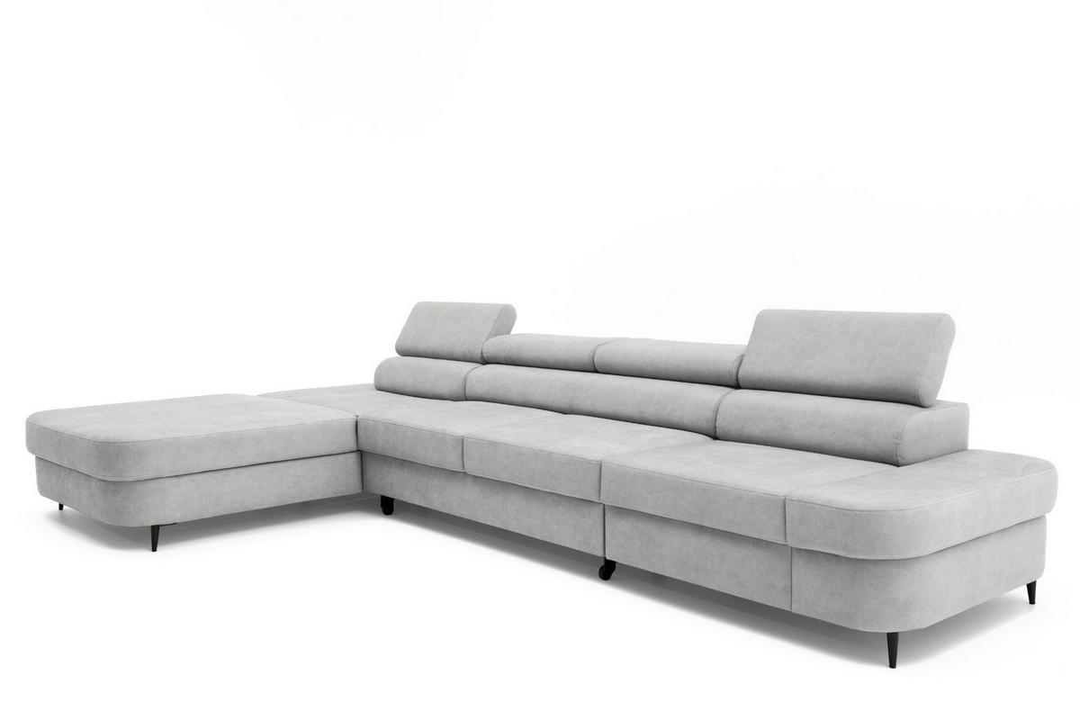ECKSOFA JAZZ MAXI Links mit Schlaffunktion 125x195 Velours Grau - Schwarz/Grau, Holz/Textil (350/203cm) - Muffo