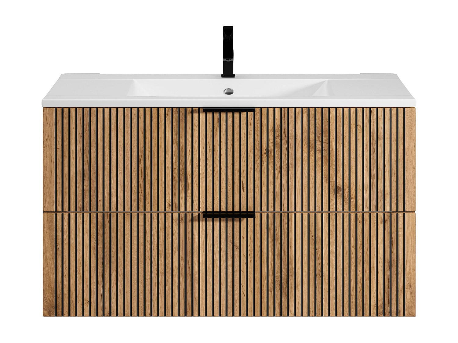 EINZELWASCHTISCH - 100 cm x 46 cm - Holz, Platte - Schwarz, Naturfarben Hell - MADELA - Schwarz/Naturfarben, Holz (100/57/46cm) - Vente-Unique