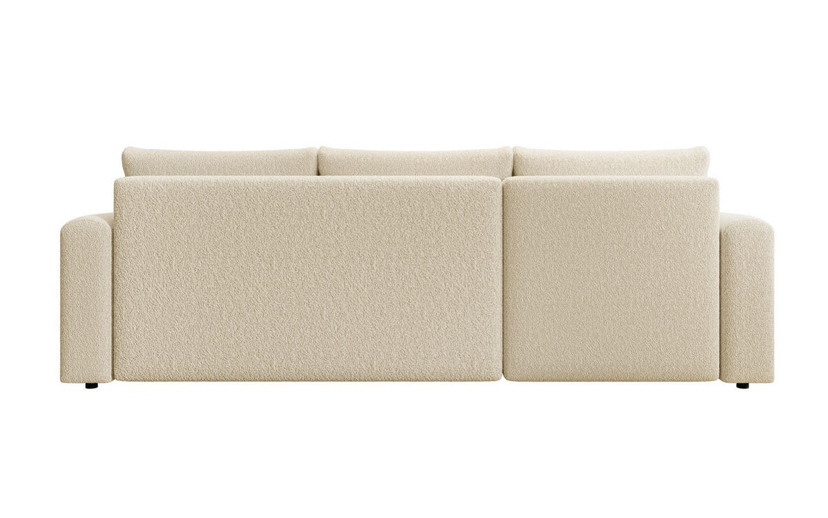 ECKSOFA DORA L, Eckcouch in L-Form mit Schlaffunktion und Bettkasten, Farbe: Beige, Bouclé-Stoff, Ottomane Links - Beige, Textil (240/143cm) - Storez24