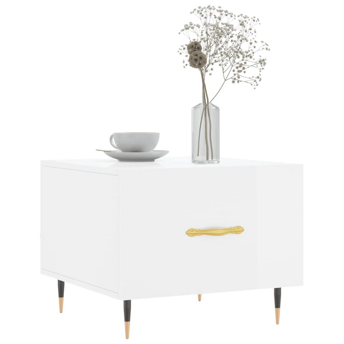 COUCHTISCH Hochglanz-Weiß 50x50x40 cm Holzwerkstoff - Weiß, Holzwerkstoff (50/50/40cm) - furnicato