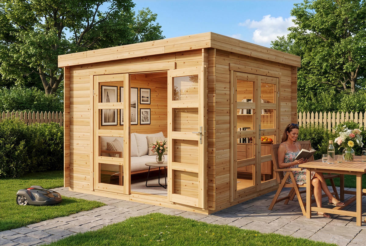 GARTENHAUS Holz Komplettset - Paloma Beach - Naturfarben, Holz (298/228/298cm) - Alpholz