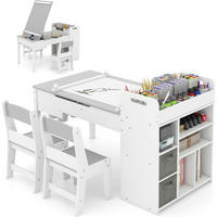 KINDERTISCH mit 2 Stühlen 3-teiliges Set Grau - Weiß, Holz (60/60/120cm)