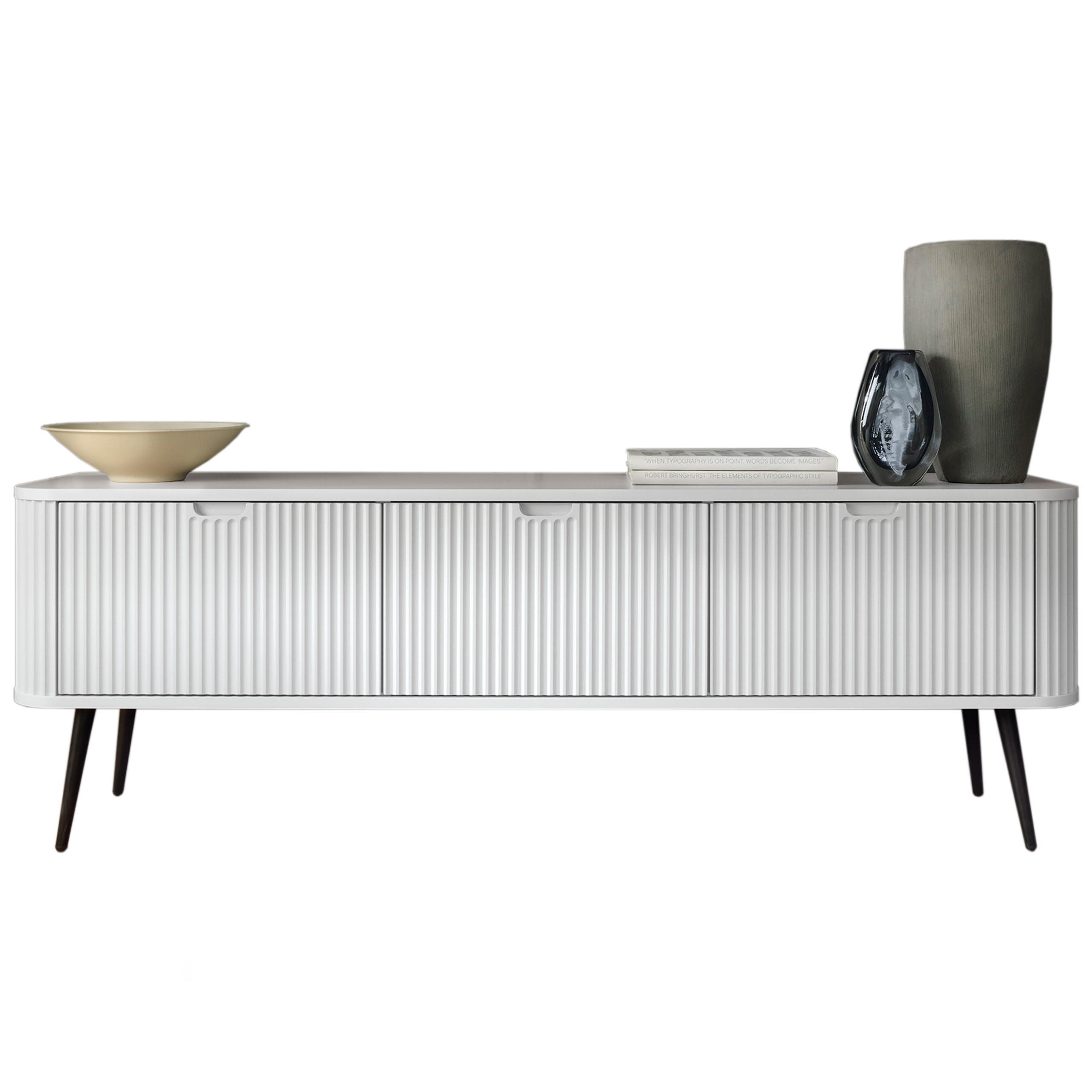 Bettso Tv-Schrank Weiß, Schwarz 168x57x39 cm