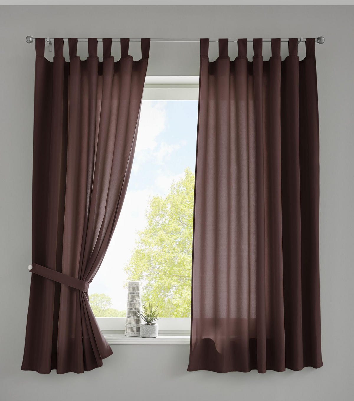 VORHANG 2ER SET POTSDAM HxB 175x140 cm Braun - Braun, Textil (140/175cm) - Gardinenbox