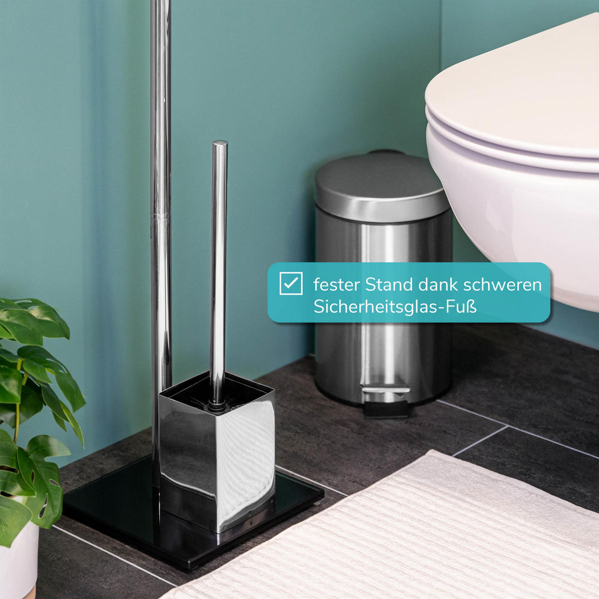 WC-STÄNDER, schwarz, Edelstahl - Schwarz, Metall (20/70/20cm) - bremermann