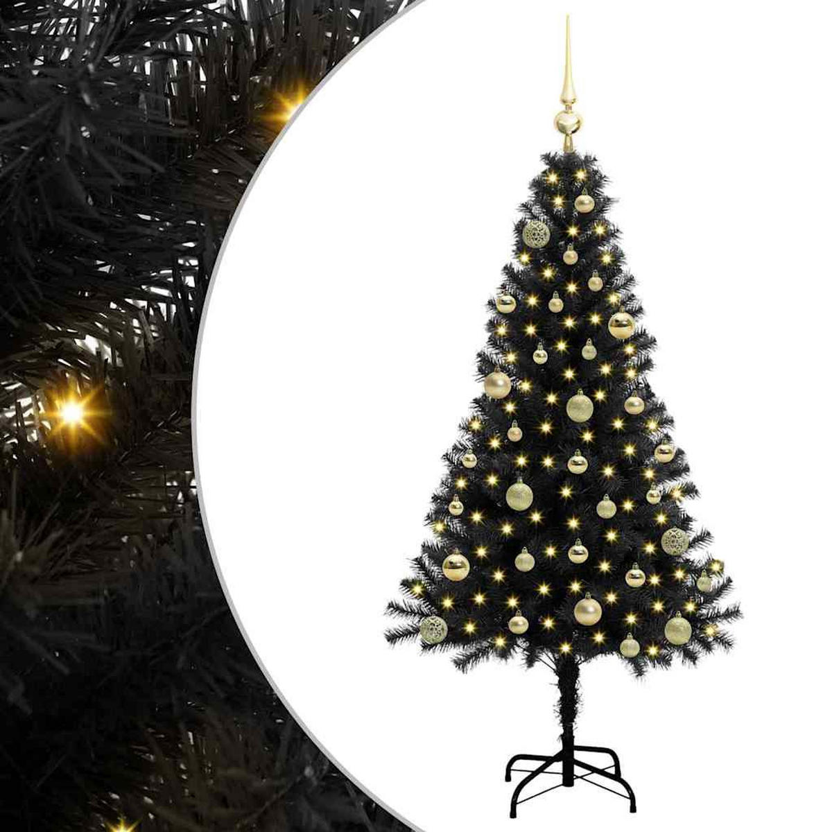 WEIHNACHTSBAUM 75/75/150 cm Schwarz PVC - Schwarz, Kunststoff (150cm) - vidaXL
