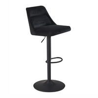 BARHOCKER Samt Lehne Höhenverstellbar Trompetenfuß Gepolstert, Schwarz 45x51x106 cm - Schwarz, Textil/Metall (45/106/51cm) - KADIMA DESIGN