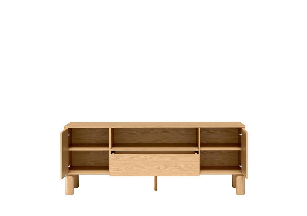RTV-SCHRANK Sanden Eiche, dreitürige TV-Tisch mit Schublade - Eichefarben, Holzwerkstoff (160/61/41cm) - Bettso