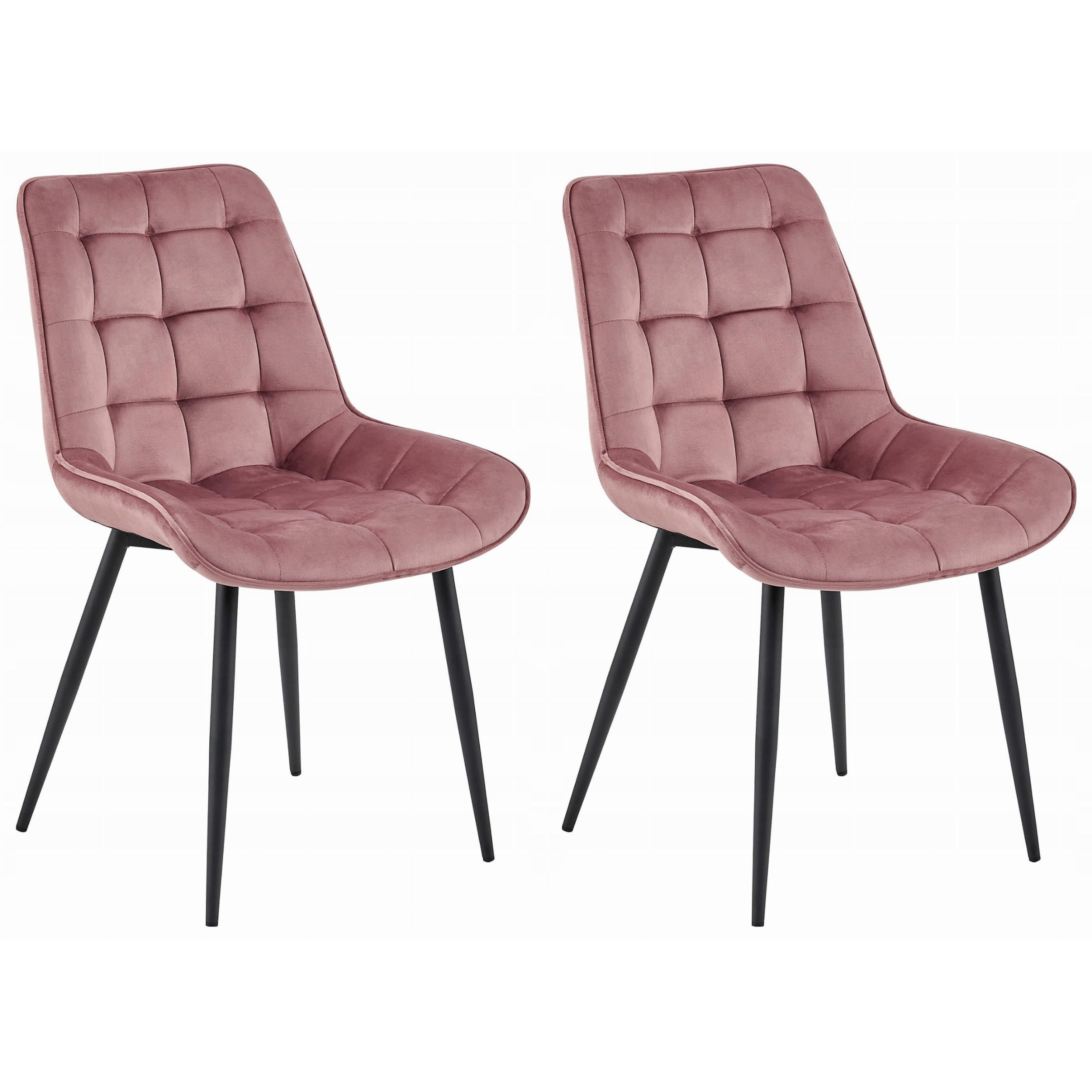 STUHL BARDI 2-er Set, Rosa, Schwarz, mit Samtstoff gepolstert - Beige, Textil/Metall (55/84/46cm) - Komodee