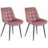 STUHL BARDI 2-er Set, Rosa, Schwarz, mit Samtstoff gepolstert - Beige, Textil/Metall (55/84/46cm) - Komodee