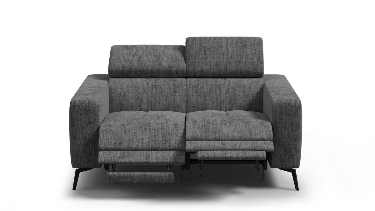RELAXSOFA MORELLO 2-Sitzer, dunkelgrau, 2 x Relax Zero Gravity - Dunkelgrau, Holz/Textil (164/82/103cm) - Courtois Laville