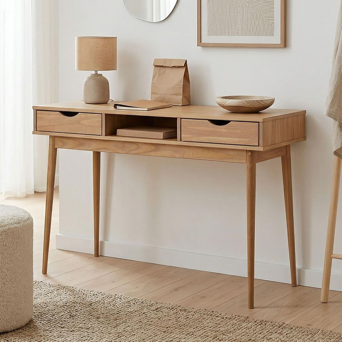 SCHREIBTISCH STEFANO - Braun, Holz (50/110/75cm) - IDIMEX