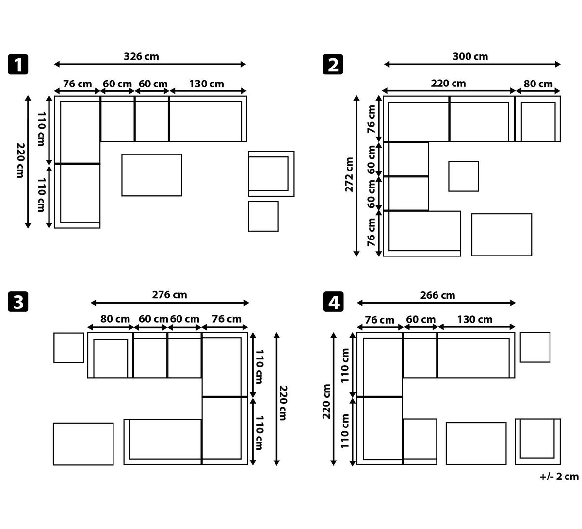 LOUNGE-SET 8-Sitzer hellgrau linksseitig modular Auflagen grau XXL - Hellgrau/Grau, Kunststoff - Beliani