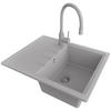 GRANITSPÜLE Mailand, 2-er set Grau 62/50 cm 1 Becken + Küchenarmatur 38/14 cm + Ablauf-Set ab 40er Unterschrank - Grau, Kunststoff (62/19/50cm) - Primagran