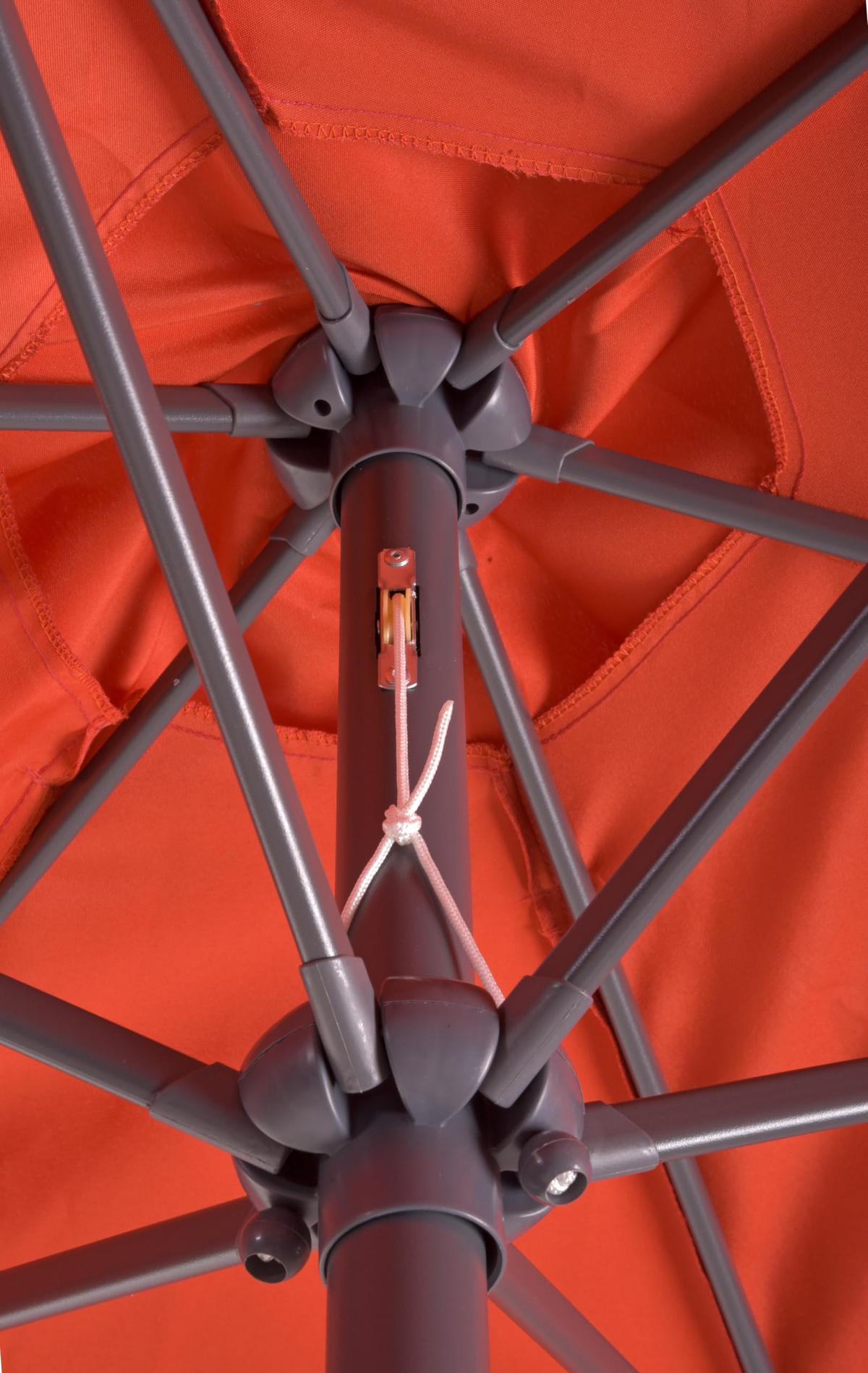 SONNENSCHIRM Thomas Ø 300cm 6 Streben Terrakotta Gartenschirm - Terracotta, Kunststoff (300/300cm) - DELUKE