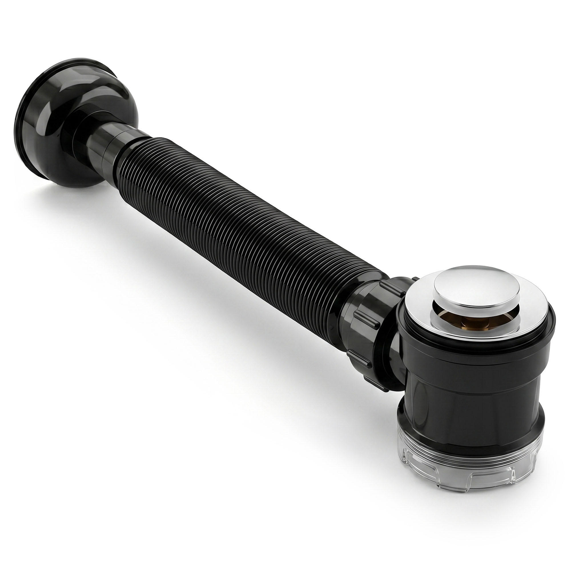 WASCHBECKEN-SIPHON mit Click-Clack-Ablauf Chrom - Schwarz, Kunststoff (6/7.5/39cm) - Akord