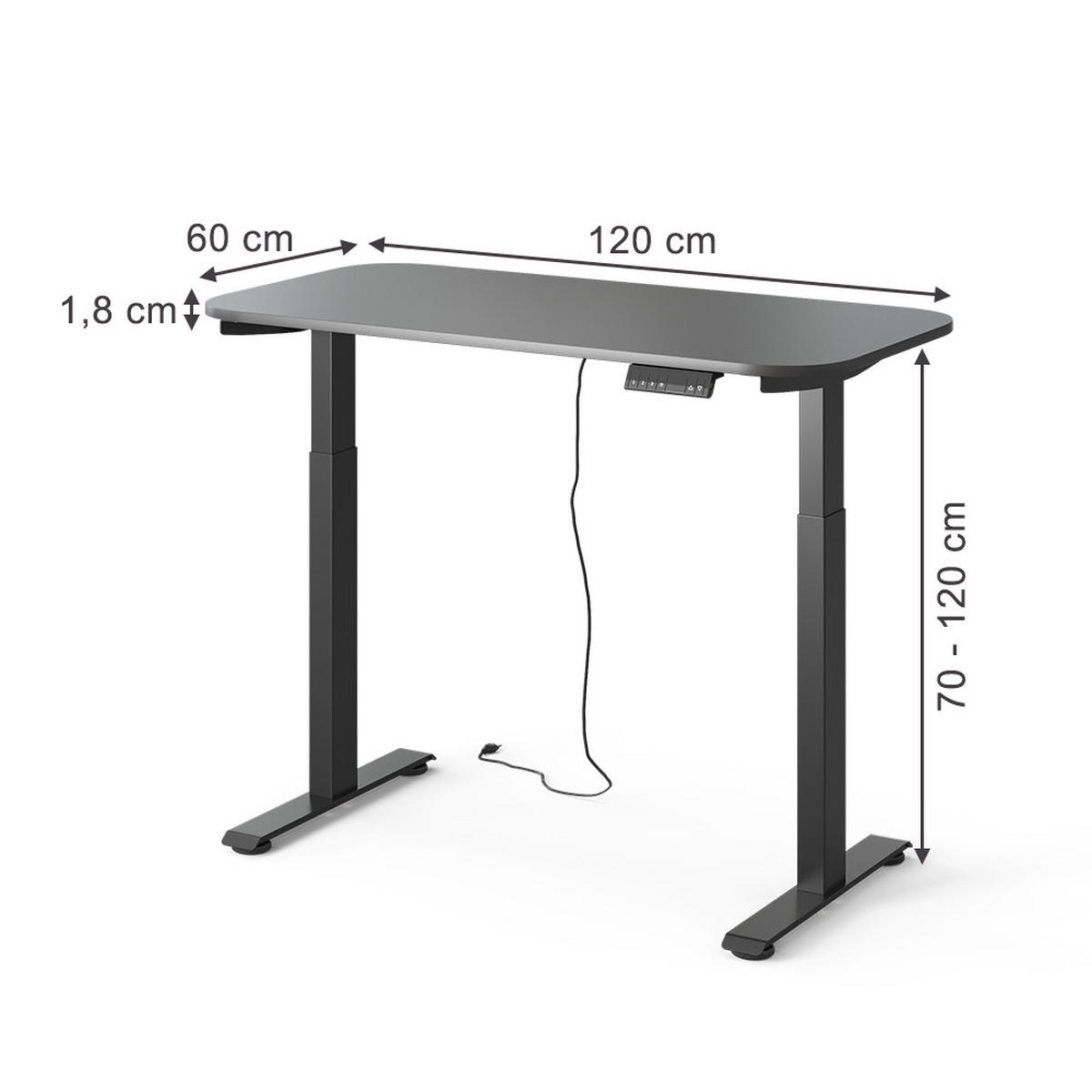 PSACÍ STŮL Elevate Černá/Antracitová - černá/antracitová, kompozitní dřevo (60/120/120cm) - Vicco