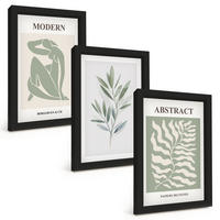 BILDER SET 3er Set - 20x30 cm Schwarzer Rahmen - Matisse Aquarell Boho-Design - Schwarz, Kunststoff (20/30cm) - TULUP