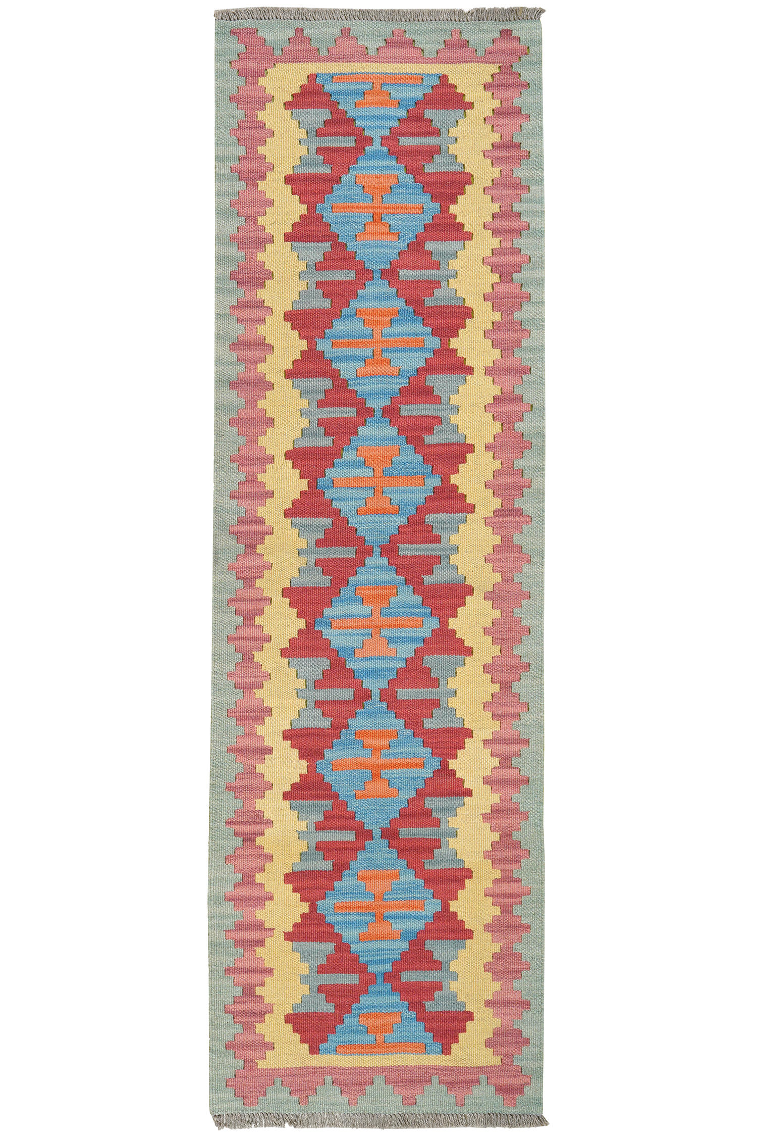 HANDWEBTEPPICH Kelim Gashgai Rot 195/59 cm Schurwolle - Rot, Textil (59/195cm) - Looma