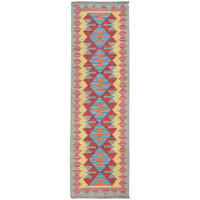 HANDWEBTEPPICH Kelim Gashgai Rot 195/59 cm Schurwolle - Rot, Textil (59/195cm) - Looma