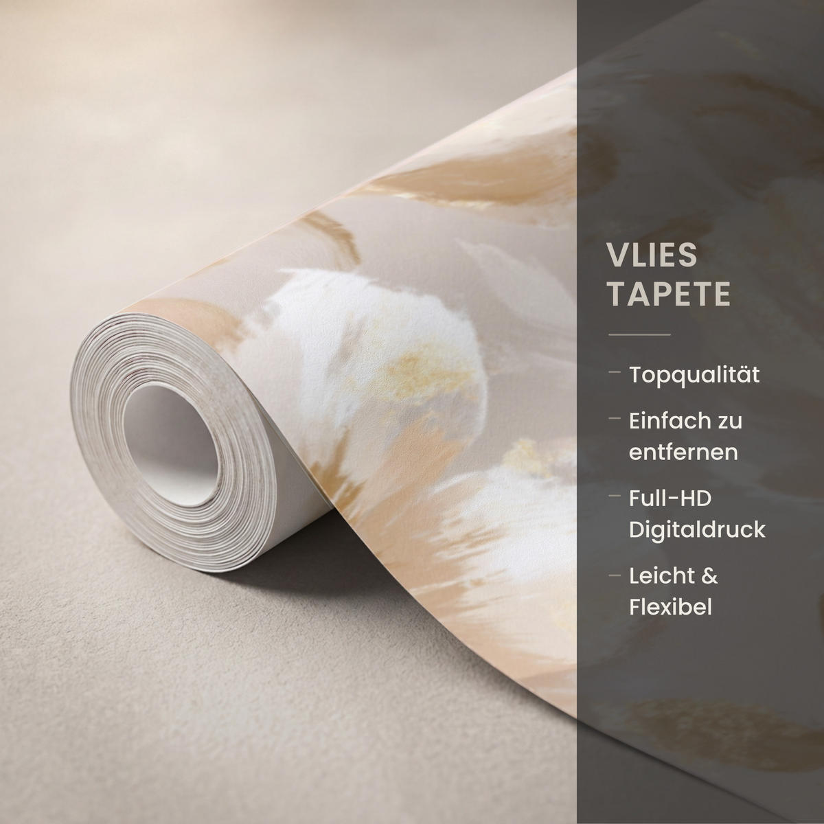 TAPETE - Blumen - künstlerisch - Gold - 450x260 cm - Beige, Papier (450/260cm) - OnlyWow