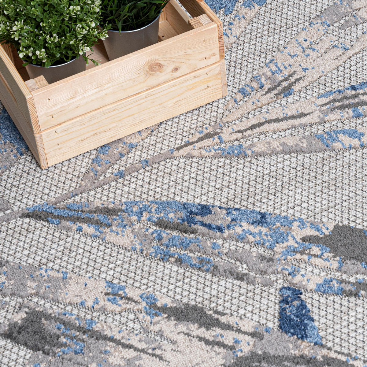 TEPPICH Outdoor Blue Pflanzlich Kurzflor Rechteckig Grey - 160x230 cm - Grau, Textil (160/230cm) - Mazovia
