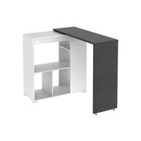 BARTISCH drehbar mit Stauraum - Weiß & Beton-Effekt - SATURNE - Grau, Holz (172/100/39.6cm) - Vente-Unique