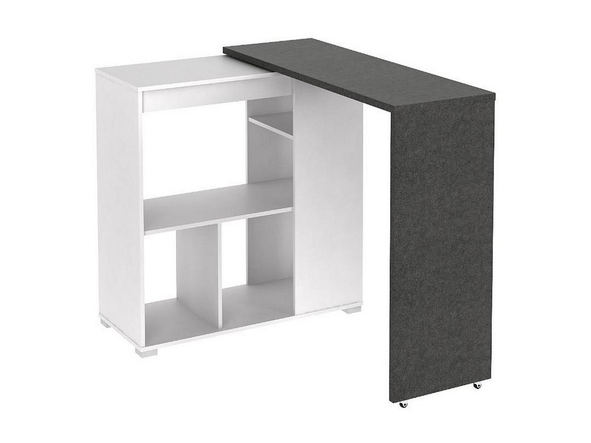 BARTISCH drehbar mit Stauraum - Weiß & Beton-Effekt - SATURNE - Grau, Holz (172/100/39.6cm) - Vente-Unique