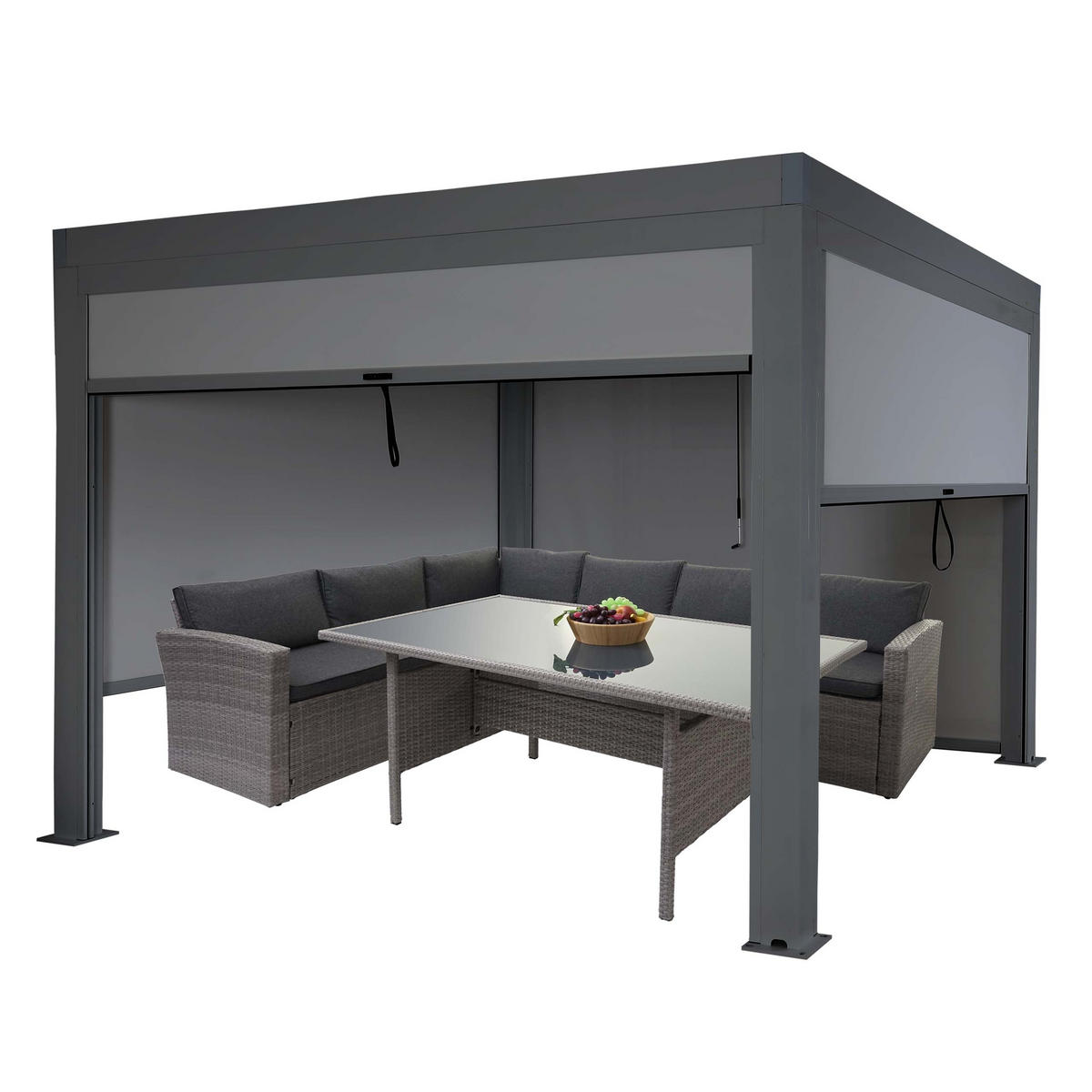 PERGOLA MIT SEITENWAND Anthrazit - Anthrazit, Metall (300/220/300cm) - MCW
