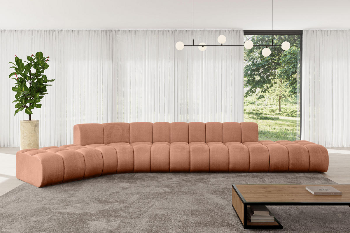 ECKSOFA modulares Sofa Solven-L2 - 471x174x70 cm Apricot - Koralle, Holzwerkstoff/Textil (471/174cm) - ALTDECOR